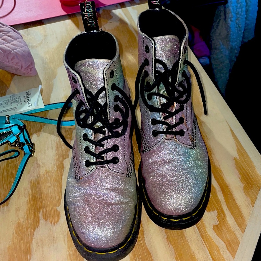 Dr Martens glitter rainbow boots GREAT CONDITION